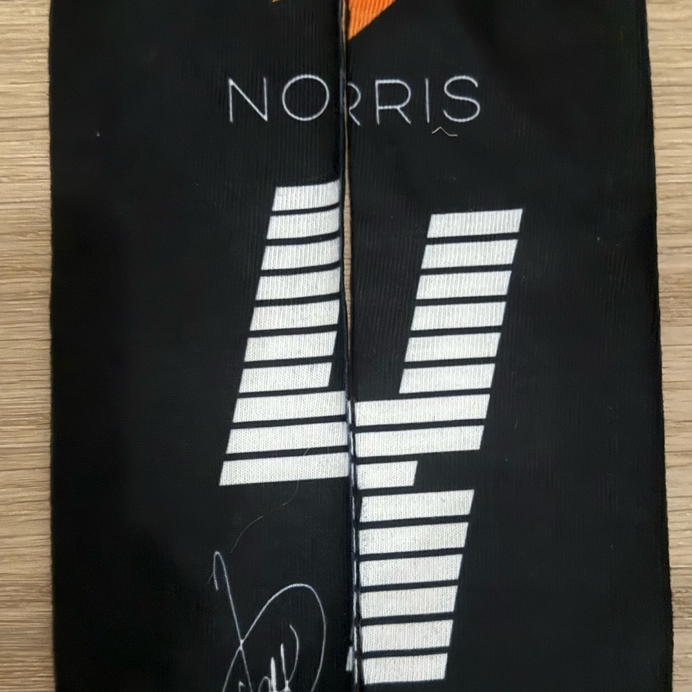 Lando Norris McLaren Black and White Graphic Scarf with Orange Accent